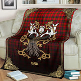 Clan Bain Tartan Crest Premium Blanket Celtic Stag Style NT39 Clan Bain Tartan Today